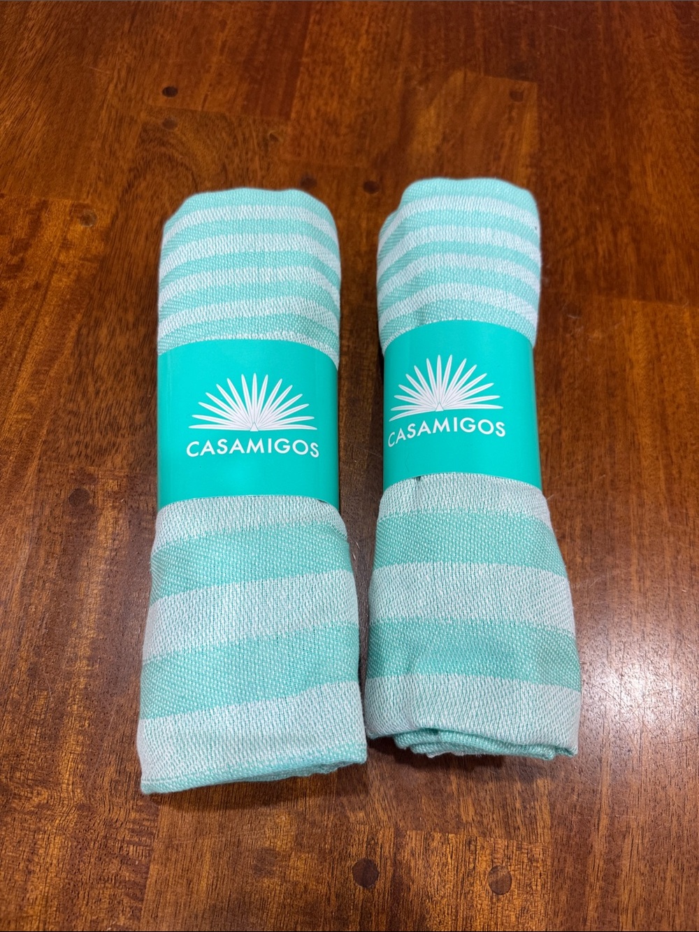 NWT Lot of 2 Casamigos Striped Aqua Turkish Towel Set